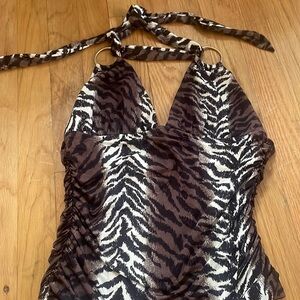 Safari Print One Piece Halter Tie